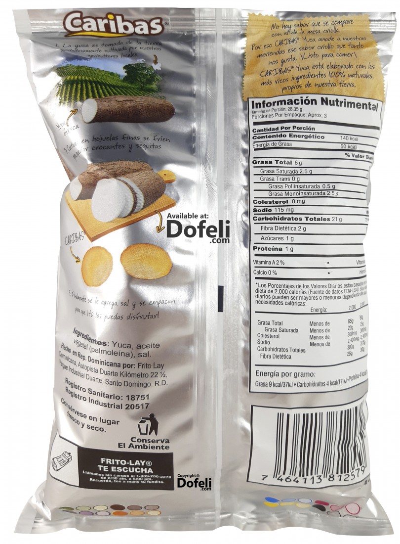 Authentic Dominican cassava (yuca) chips by Caribas with natural ingredients and traditional preparation methods.